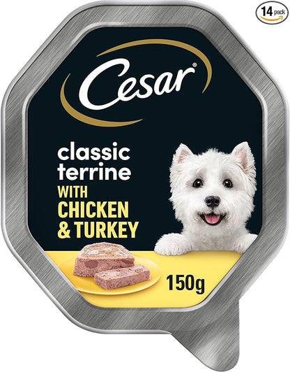 Cesar Classic Terrine Wet Dog Food with Chicken and Turkey - 150g x 14