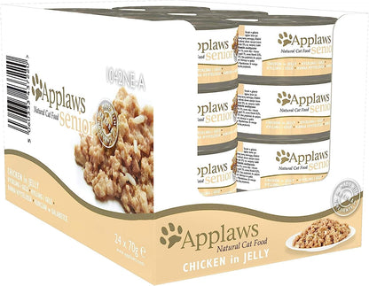 Applaws Natural and Complete Wet Cat Food for Senior Cats, Chicken in Jelly 70 g Tin (Pack of 24)