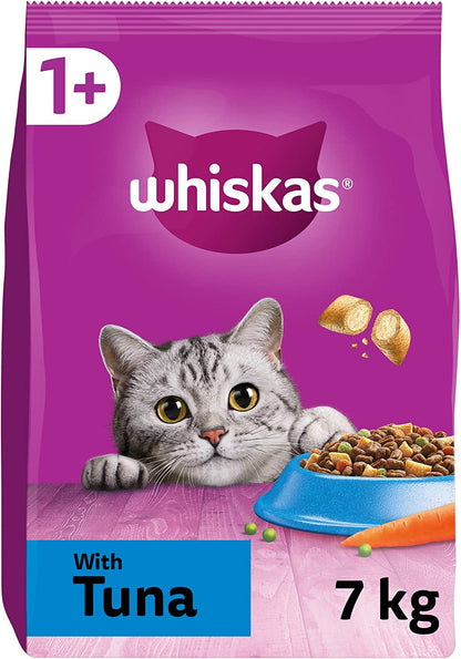 Whiskas 1+ Tuna 7kg Bag, Adult Cat Dry Food Tuna