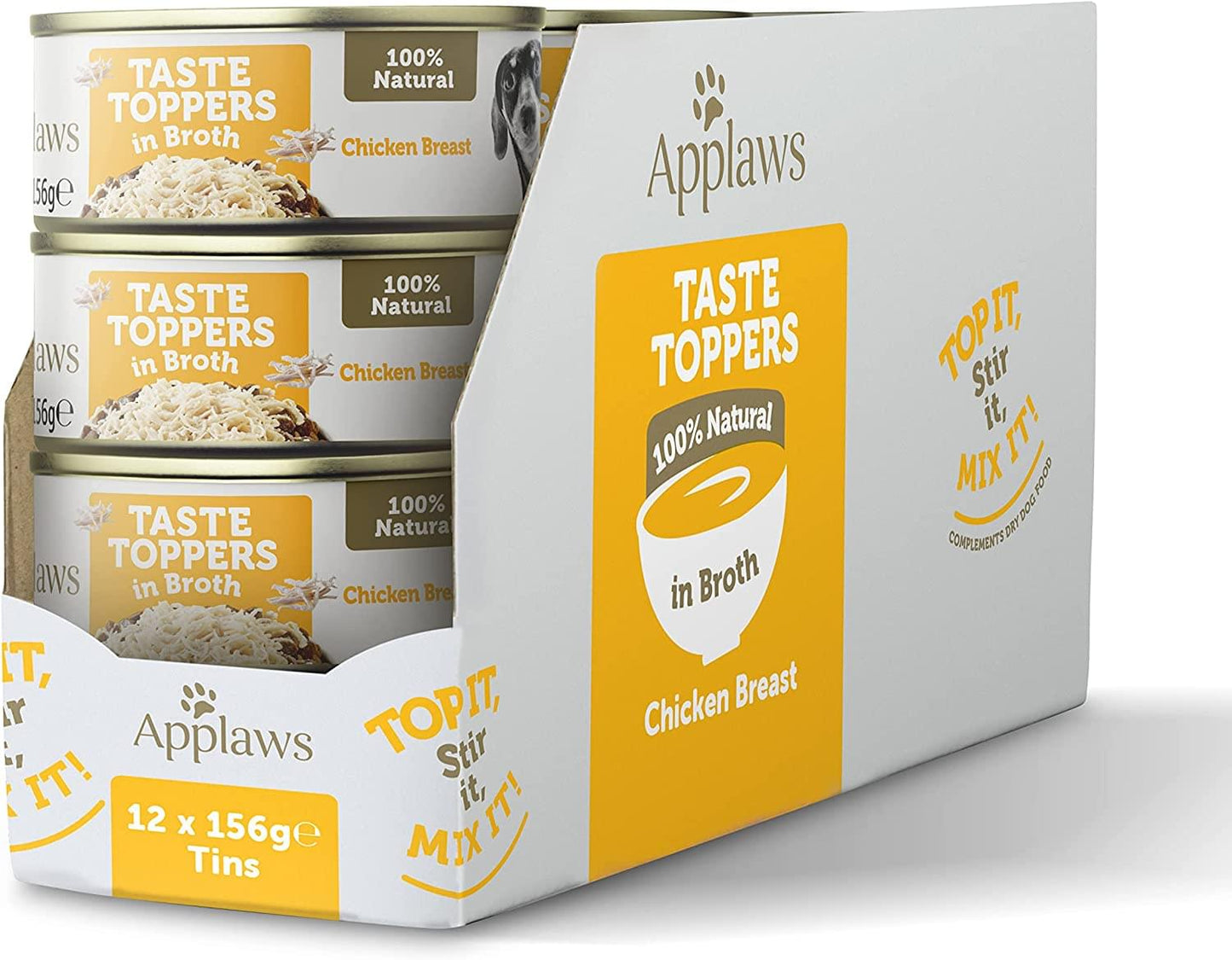 Applaws 100% Natural Wet Dog Food Tins, Chicken Breast with Rice in Broth, 156g (Pack of 12)