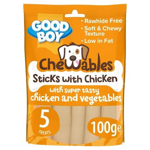 Good Boy Chewables Chicken Sticks, 5pk x 18