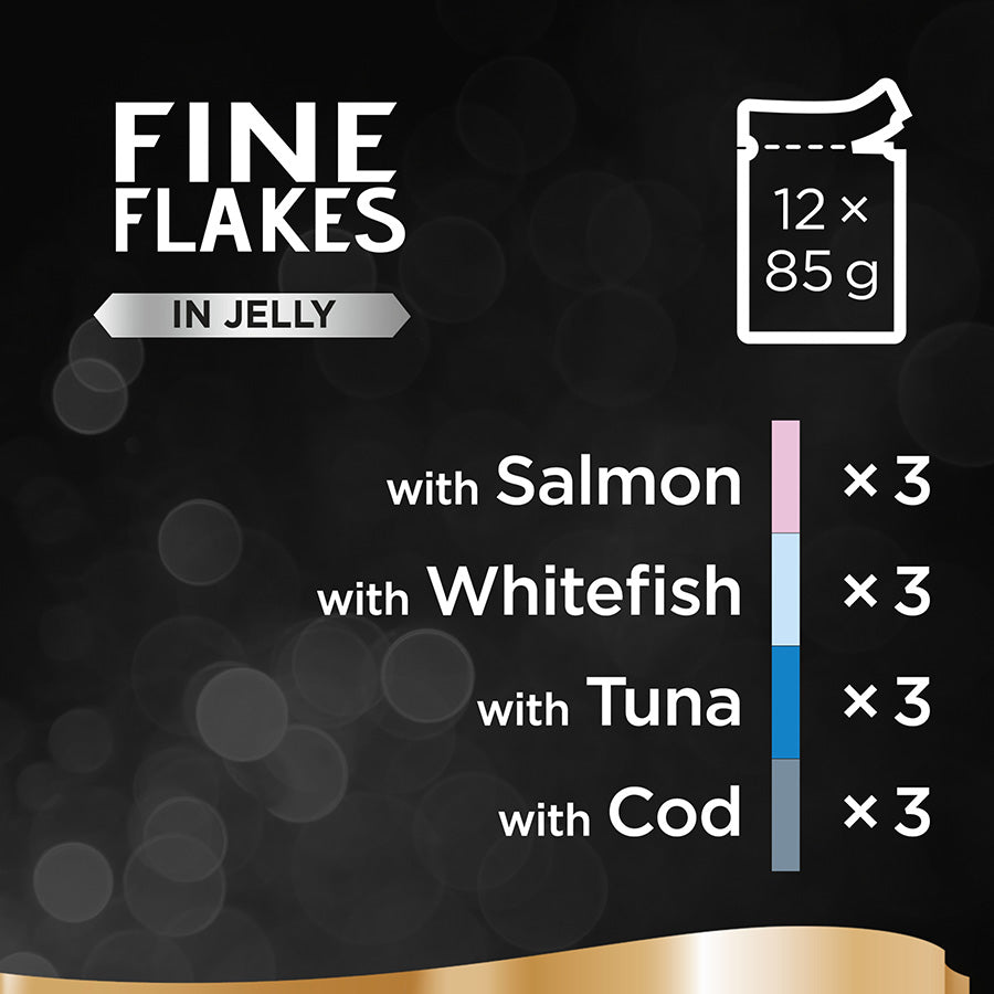 Sheba Fine Flakes Cat Pouches Fish Collection in Jelly ( 12 pack x 85g ) - 4 Packs