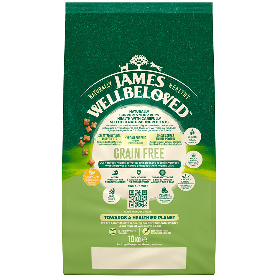 James Wellbeloved Grain Free Adult Dry Dog Food Turkey & Veg - 10kg