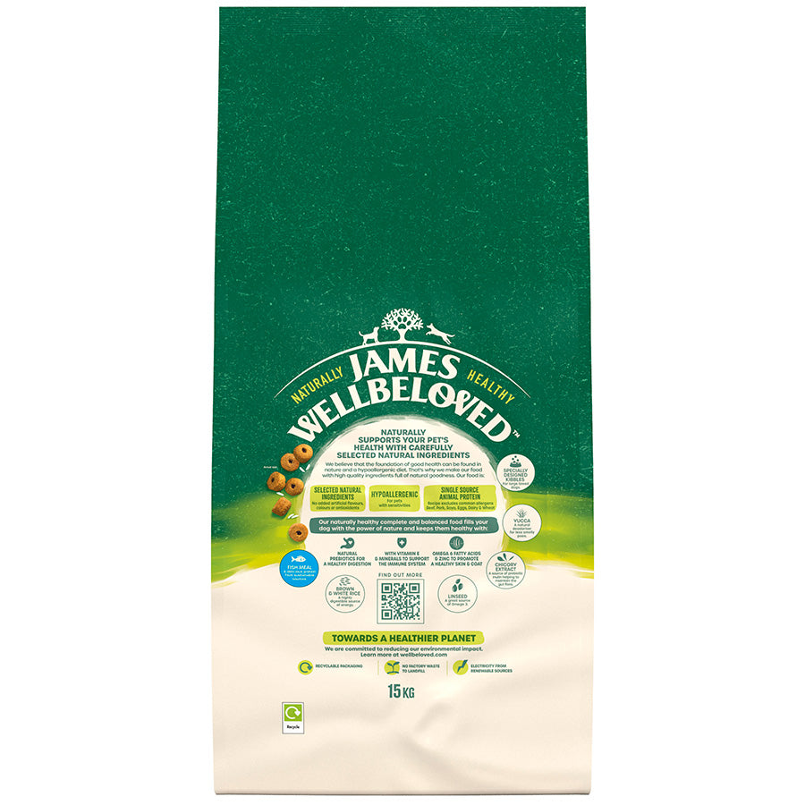 James Wellbeloved Adult Large Breed Dry Dog Food Fish & Rice - 15kg