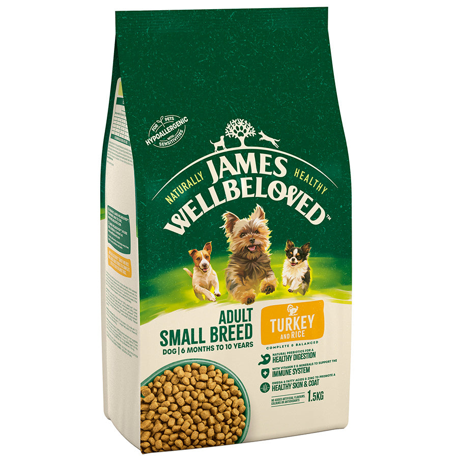 James Wellbeloved Adult Small Breed Complete Dry Dog Food Turkey - 1.5kg