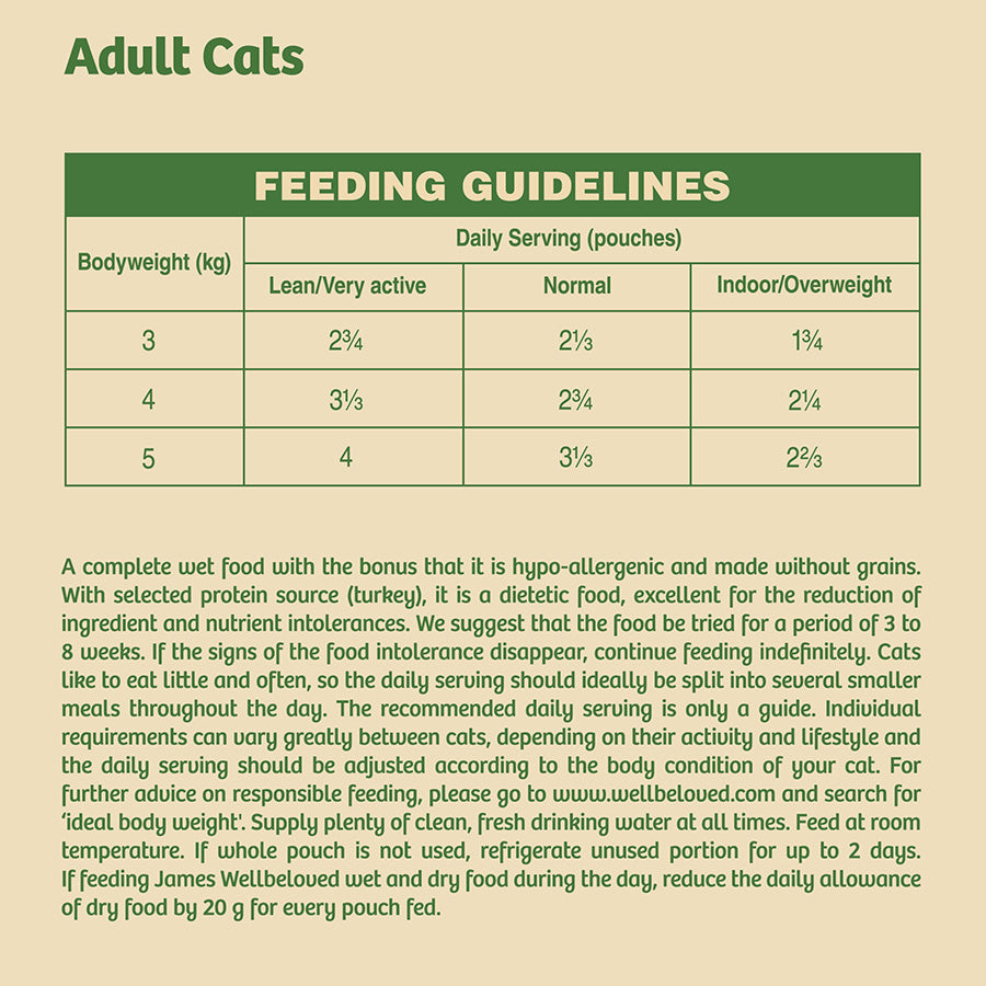 James Wellbeloved Grain Free Adult Cat Food Pouches Turkey in Gravy - 12pk x 85g