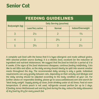James Wellbeloved Grain Free Senior Cat Food Pouches Turkey in Gravy 12pk - 85g