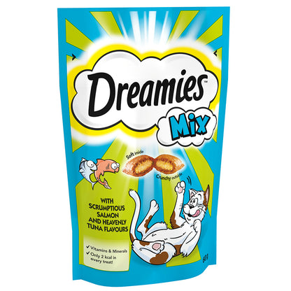 Dreamies Mix Cat Treats with Scrumptious Salmon & Heavenly Tuna (60g x 8)