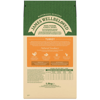 James Wellbeloved Light Adult Dry Cat Food Turkey - 1.5kg
