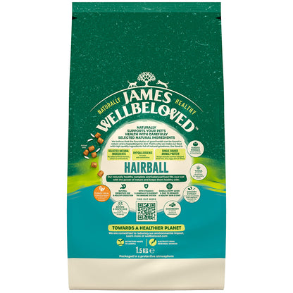 James Wellbeloved Hairball Adult Dry Cat Food Turkey - 1.5kg