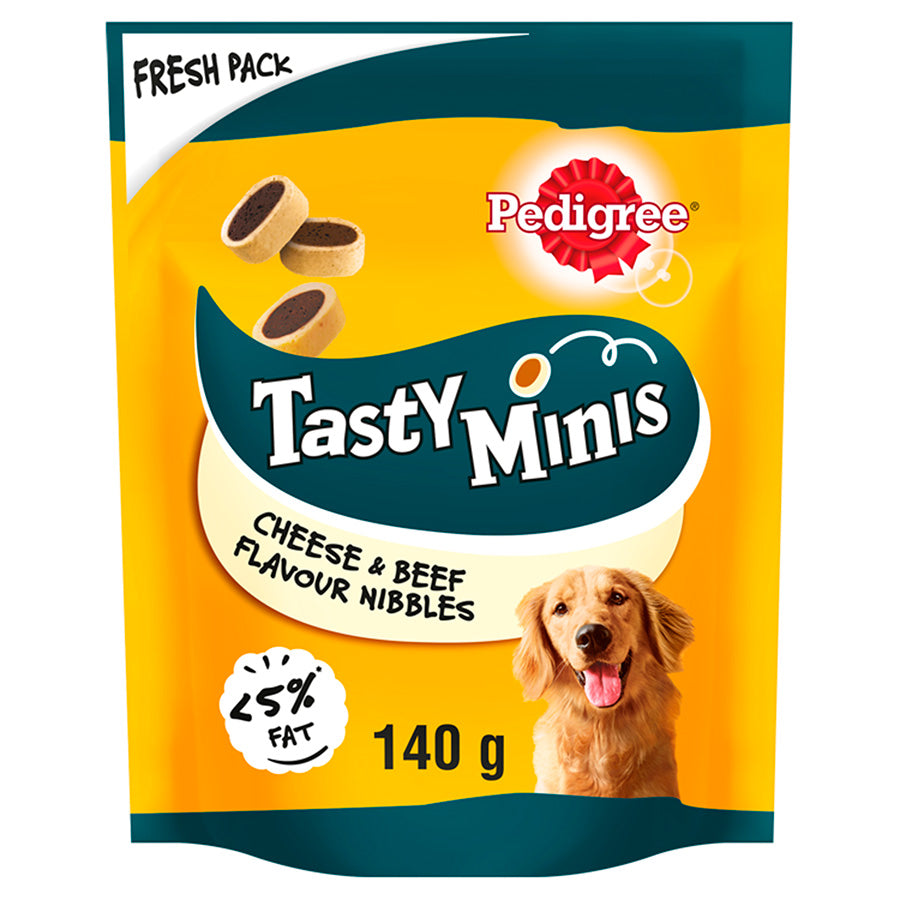 Pedigree Tasty Minis Dog Treats Cheesy Nibbles with Cheese and Beef ( 140g x 8 )