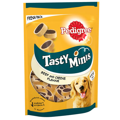 Pedigree Tasty Minis Dog Treats Cheesy Nibbles with Cheese and Beef ( 140g x 8 )