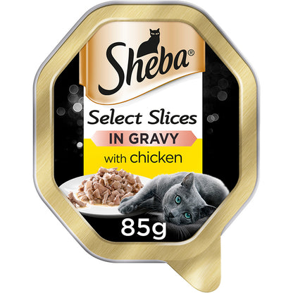 Sheba Select Slices Cat Food Tray with Chicken in Gravy ( 85g × 22 )
