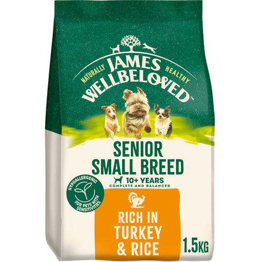 James Wellbeloved Senior Small Breed Dry Dog Food Turkey & Rice - 1.5kg