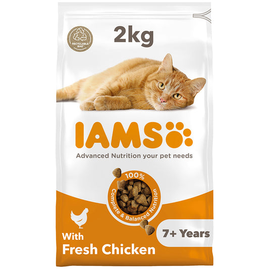 IAMS Senior Dry Cat Food Chicken ( 2kg x 2 )