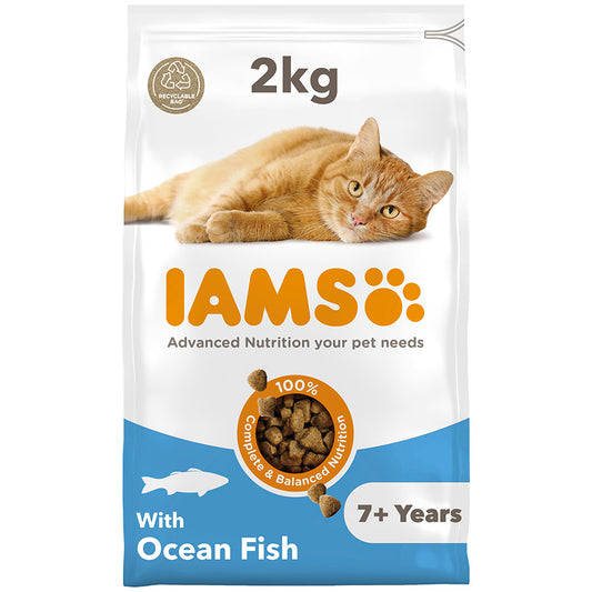 IAMS Senior Dry Cat Food Ocean Fish ( 2kg  x 2 )