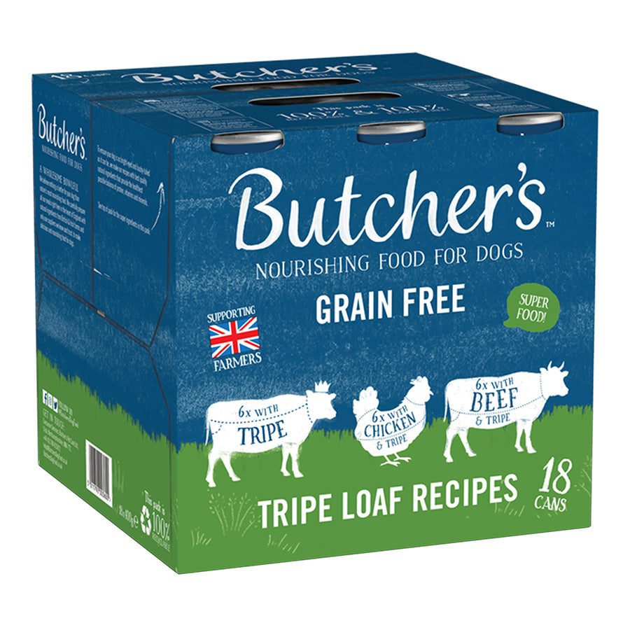 Butcher's Tripe Loaf Recipes Dog Food Cans 18pk - 400g