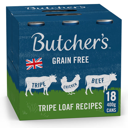 Butcher's Tripe Loaf Recipes Dog Food Cans 18pk - 400g