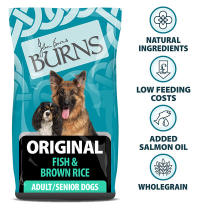 Burns Original Fish and Brown Rice Dry Dog Food - 12kg