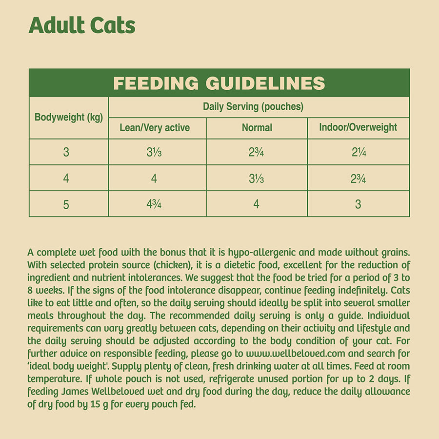 James Wellbeloved Grain Free Adult Cat Food Pouches Chicken in Jelly ( 12 x 85g )