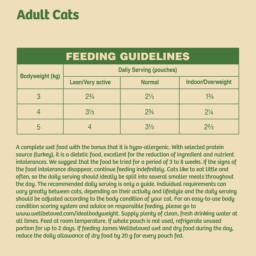 James Wellbeloved Grain Free Adult Cat Food Pouches Turkey in Gravy (24 x 85g)
