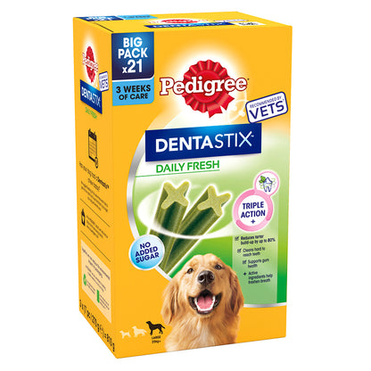 Pedigree Dentastix Fresh Daily Large Dog Dental Treats - ( 21 stk x 4 )