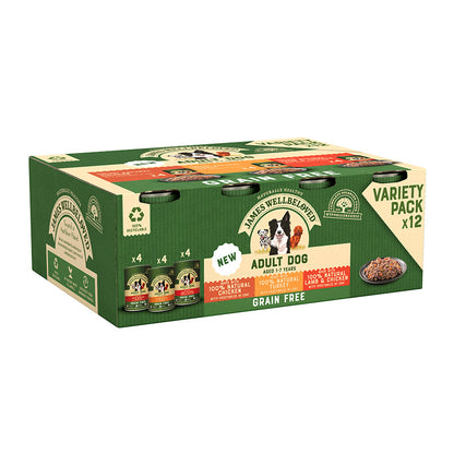 James Wellbeloved Grain Free Adult Wet Dog Food Turkey, Lamb & Chicken in Loaf 12 Pack
