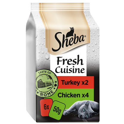Sheba Fresh Cuisine Taste of Rome Wet Cat Food Pouches in Gravy (6x50g) x 8 packs
