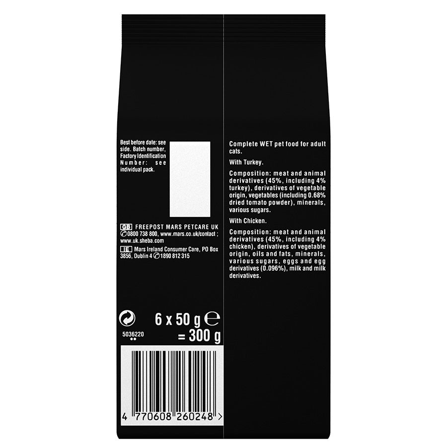 Sheba Fresh Cuisine Taste of Rome Wet Cat Food Pouches in Gravy (6x50g) x 8 packs