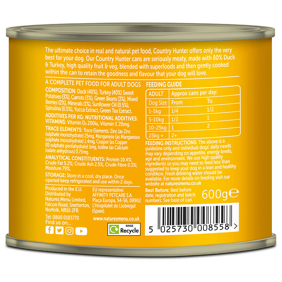 Country Hunter 80% Duck & Turkey with Superfoods -( 600g x 6 )