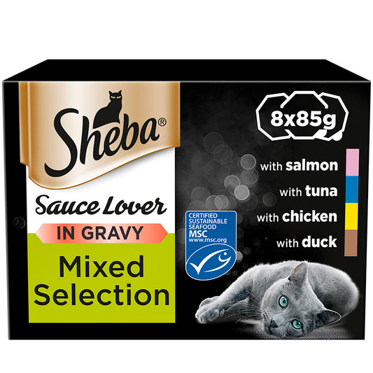 Sheba Sauce Lover Cat Food Trays Mixed Collection ( 8 Pack x 85g ) - 4 Pck