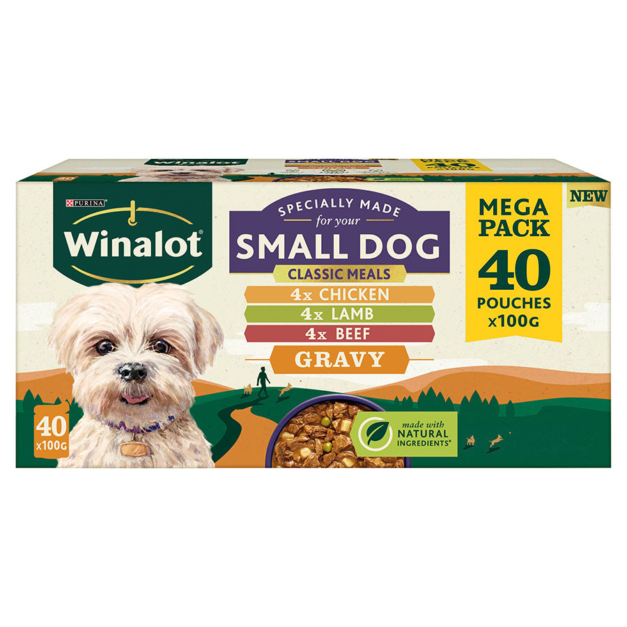 Winalot Small Dog Food Pouch Mixed in Gravy 40 Pack, 100g