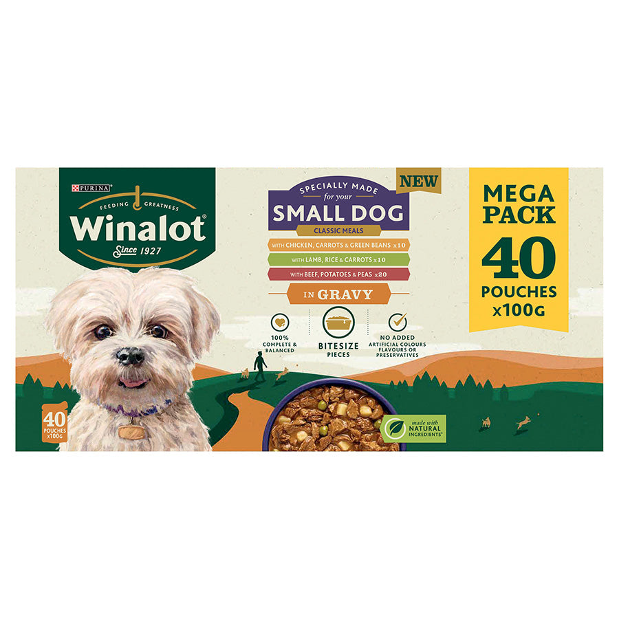 Winalot Small Dog Food Pouch Mixed in Gravy 40 Pack, 100g