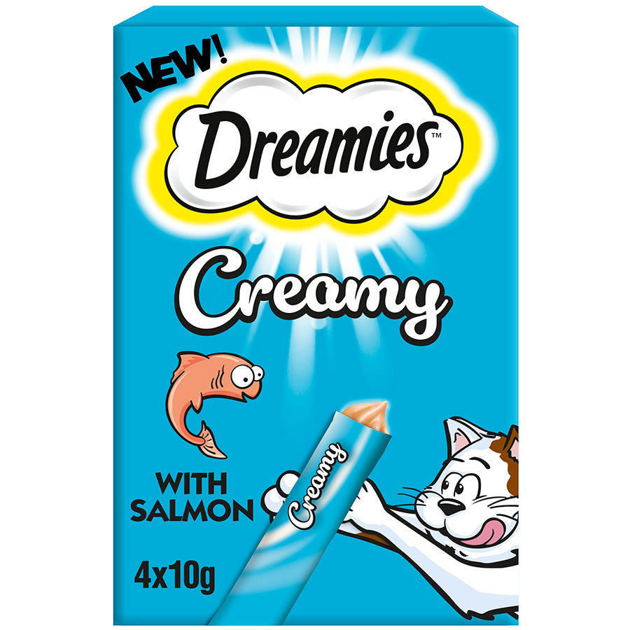 Dreamies Creamy Adult Cat & Kitten Treats with Scrumptious Salmon (40g x 11)