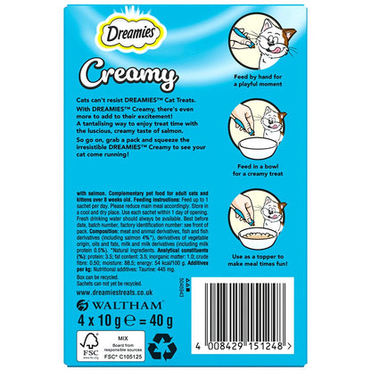 Dreamies Creamy Adult Cat & Kitten Treats with Scrumptious Salmon (40g x 11)
