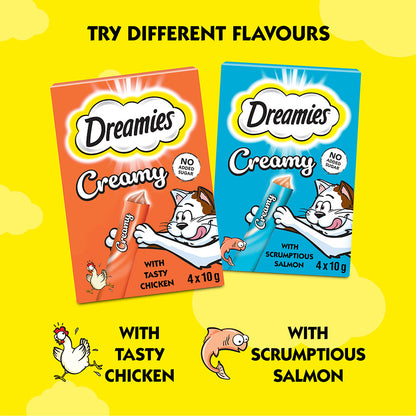 Dreamies Creamy Adult Cat & Kitten Treats with Scrumptious Salmon (40g x 11)