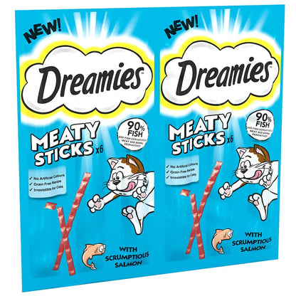 Dreamies Meaty Sticks Adult Cat Treats with Scrumptious Salmon (30g x 14)