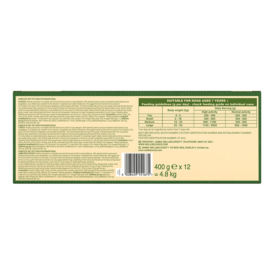 James Wellbeloved Senior Wet Dog Food Turkey, Lamb & Chicken 12 Pack