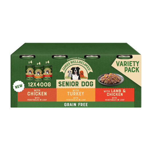 James Wellbeloved Grain Free Senior Wet Dog Food Turkey, Lamb & Chicken 12 Pack