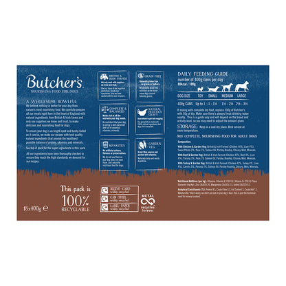Butcher's Recipes in Gravy Dog Food Cans 18pk , 400g