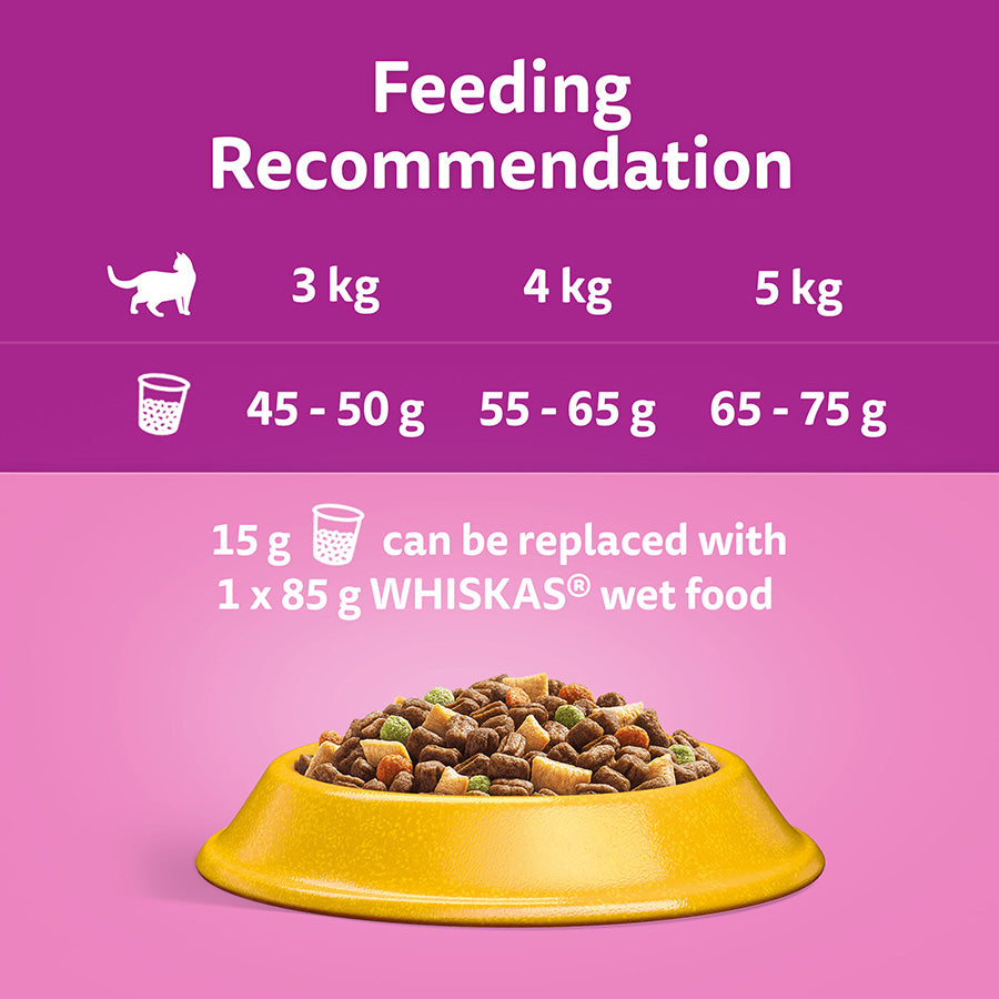 Whiskas 1+ Chicken Adult Dry Cat Food (3.8kg × 3)