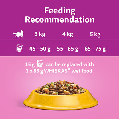 Whiskas 1+ Chicken Adult Dry Cat Food (3.8kg × 3)