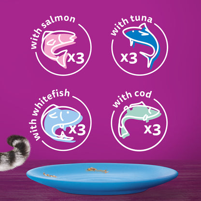 Whiskas 7+ Senior Wet Cat Food Fish Favourites in Jelly, (12 x 85g) x 4