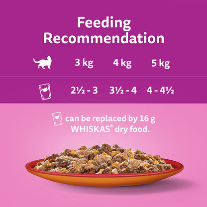 Whiskas 1+ Duo Meaty Combos Adult Wet Cat Food Pouches in Jelly ( 12 x 85g ) x 4