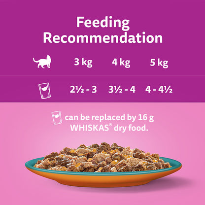 Whiskas 1+ Duo Surf & Turf Adult Wet Cat Food Pouches in Jelly – Pack of 40