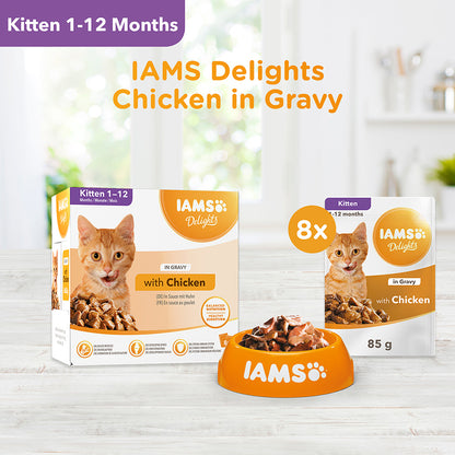 Iams Delights Kitten Chicken in Gravy 8pk x 85g