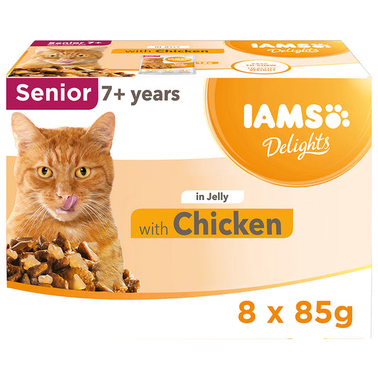 Iams Delights Senior 7+ Cat Chicken in Jelly 8pk - 85g