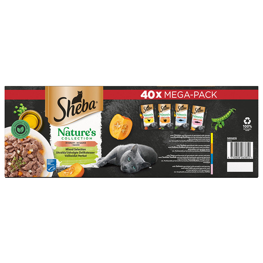 Sheba Natures Collection Cat Food Pouch Mixed Selection in Gravy ( 40 Pack × 85g )