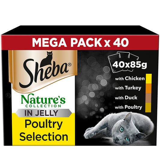 Sheba Natures Collection Cat Food Pouch Poultry Selection in Jelly ( 40 × 85g )