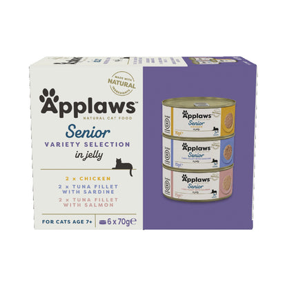 Applaws Natural Wet Cat Food Senior Variety Selection in Jelly - ( 6 x 70g )x 4